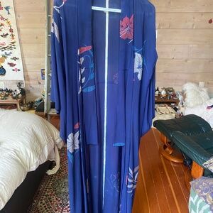 Authentic Japanese blue silk kimono